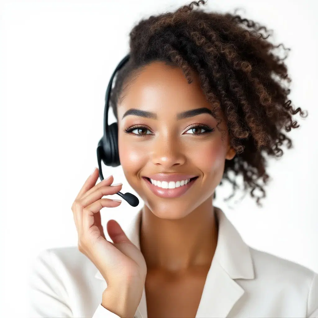 Customer support agent with headset